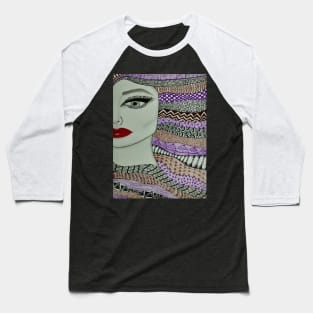 Zentangled Lady Baseball T-Shirt